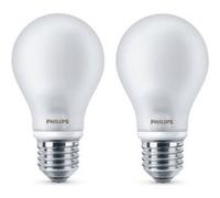 Philips Lot de 2 Ampoules LED Standard Culot E27, 7W équivalent 60W, Blanc Chaud 2700K, Dépolie Verre G