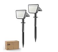 Philips Lot de 2 Projecteurs Spots Lampes Solaires d'Extérieur Étanches, 28 LED 7500K, Éclairage Paysager pour Jardin, Allée et Pelouse, Fonction Crépuscule à l'Aube