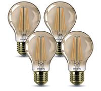 4 X Philips LED Filament Forme de Poire A60 8W= 50W E27 Or Extra Chaud Dimmable