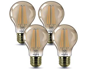 Philips Lot de 4 ampoules LED E27 à intensité variable Doré vintage 7,5 W équivalent de 48 W 2000 K