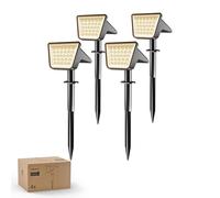 Philips Lot de 4 Projecteurs Spots Lampes Solaires d'Extérieur Étanches, 28 LED 3000K, Éclairage Paysager pour Jardin, Allée et Pelouse, Fonction Crépuscule à l'Aube
