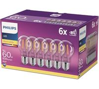 Philips, Lot de 6 ampoules LED Classic E27 (Equivalent 60 W), lampes LED à lumière blanc chaud, éclairage LED à économie d'énergie avec une longue durée de vie