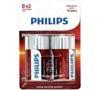 PHILIPS LR20P2B/05 PILES JETABLES LR20 ALCALINES 1.5V 2 PZ POUR USAGE DOMESTIQUE