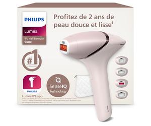 Philips Lumea série 9000, Épilateur à lumière pulsée, alternative à l'épilation laser, technologie SenseIQ, 4 accessoires pour corps, visage, maillot et aisselles, usage avec ou sans fil, BRI957/00