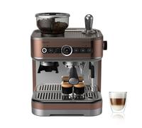 Philips Barista Brew Machine à espresso semi-automatique - bouton Espresso simple et double + Americano, réservoir à grains double de 280g, bourrage calibré, Cappuccino en métal (PSA3228/41)