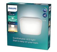 Philips Mauve, Plafonnier LED 12W, Carré, Blanc Chaud 2700K, Blanc