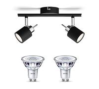 Philips Meranti Spot en saillie avec culot GU10 et spot LED Philips pour interrupteur de scène GU10 50 W - LED - Spot en saillie - 2 spots - Noir
