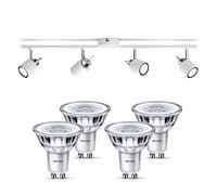 Philips Meranti Spot en saillie avec culot GU10 et spot Philips LED Scene Switch GU10 50W - LED - Spot en saillie - 4 spots - Blanc