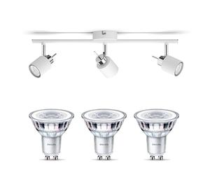 Philips Meranti Spot en saillie (Blanc) - 3 lumières - Non dimmable | Spot de plafond - GU10 - Blanc chaud
