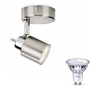 Philips Meranti Spot encastrable GU10 et spot Philips LED Scene Switch GU10 50W - LED - Spot en saillie - 1 ampoule - Nickel