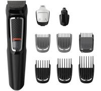 Philips MULTIGROOM Series 3000 9-en-1 Visage et Cheveux MG3740-15, Noir, Rectangle, Acier inoxydable, Barbe, Oreille, Sourcil