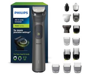 Philips Multigroom Series 7000 - Tondeuse tout-en-un équipée de 15 sabots pour le visage, la tête et le corps, et 26 hauteurs de coupe (de 0,5 à 20 mm) pour une précision ultime (modèle MG7950/15)