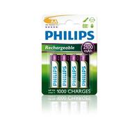 PHILIPS - Piles rechargeables taille AA, 2500 mAh, longue autonomie, écologiques