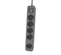 Philips Multiprise CHP2154G/10 - Multiprise 5 Prises, câble de 1,5 m, Interrupteur Principal, Fermeture de sécurité Automatique, indicateur LED d'alimentation, Couleur Grise