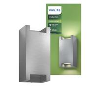 PHILIPS Mygarden, Applique Murale Extérieure Trowel, Argent | Applique Murale Effet Lumineux Verticaux, 2 Ampoules GU10 non incluse, IP44 Résiste aux intempéries, Aluminium, 50W