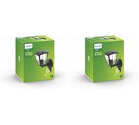 PHILIPS Mygarden Cr pplique murale d'extérieur avec détecteur de mouvement (nécessite 1 ampoule E27 60 W), 220-240 V, Noir (Lot de 2)