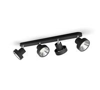 Philips myLiving 4 Spots bukko LED sceneswitch noirs en métal, lumière Blanche CHAUDE A neutre. réglable avec interrupteur existant