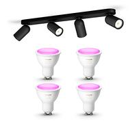 Philips myLiving Pongee Spot lumineux encastrable - 4 points lumineux - noir - Incl. Philips Hue White & Color Ambiance Gu10