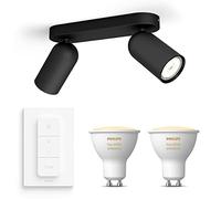 Philips Myliving Pongee Spot lumineux encastrable - Noir - 2 points lumineux - Incl. Philips Hue White Ambiance GU10 et variateur
