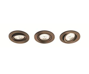 Philips myLiving Shellbark Spot encastrable rond avec 3 ampoules LED GU10 4,5 W intégrées Cuivre