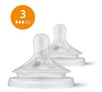 Philips Avent Lot de 2 tétines pour biberon à Réponse Naturelle 0% BPA, Débit 3 pour Bébé de 1 mois + (modèle SCY963/02)