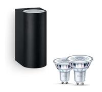 Philips Nightingale Applique murale d'extérieur Haut et Bas (Noir) - Lampe d'extérieur - GU10 - Lumière blanche chaude - SceneSwitch - Facilement dimmable avec votre interrupteur classique