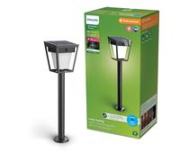 Philips Nissa Borne Extérieure UltraEfficient avec Capteur, 3000 K, 250/25 lm, Noir