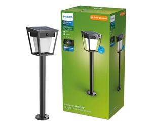 Philips Nissa Borne Extérieure UltraEfficient avec Capteur, 3000 K, 250/25 lm, Noir