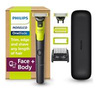 Philips Norelco OneBlade 360 QP4631/90 Tondeuse à barbe électrique hybride avec technologie 360 Blade Tech, 1 lame 360, peigne 5 en 1, kit de corps, étui de voyage, QP4631/90