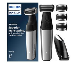 Philips Norelco Philips Bodygroom Series 5000, tondeuse étanche pour l'aine et le corps, rasage de près et confortable, épilation complète du corps, dos compris, autonomie de 60 min, modèle BG5025/40