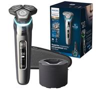 Philips Norelco Shaver Series 9000 Rasoir électrique humide et sec, avec système de rasage Lift & Cut et technologie SenseIQ, tondeuse pop-up, dosette de nettoyage et étui de transport, argent chromé