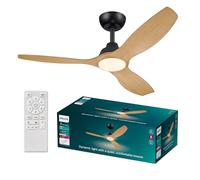 Philips Olas Ventilateur de Plafond, 3 Pales, Lumière LED 24 W, Moteur DC, Température de Couleur (3000 K-4300 K-6500 K) avec Fonction Variateur, Télécommande Incluse, noir, 52"