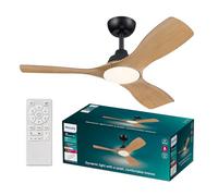 Philips Olas Ventilateur de Plafond, 3 Pales, Lumière LED 24 W, Moteur DC, Température de Couleur (3000 K-4300 K-6500 K) avec Fonction Variateur, Télécommande Incluse, noir, 42"