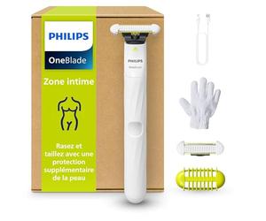 Philips OneBlade Intimate, rasage intime, tailler et raser avec protection cutanée supplémentaire, Rasage proche et confortable - pas complètement nu, modèle QP1924/28