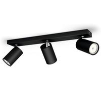 PHILIPS Outdoor, Plafonnier LED Kosipo avec 3 Spots orientables, Noir | Éclairage pour plafond sur support linéaire, Ampoules GU10 non incluses, Têtes de Spot orientable, 5.5W, Installation facile