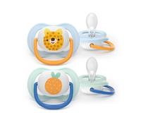 Philips AVENT Sucettes Ultra Air SCF080/23 – Orthodontiques, silicone végétal, 0–6 mois, lot 2