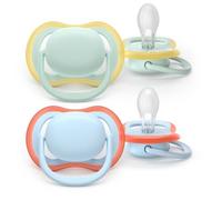 Philips Avent Sucettes ultra air - Tétines orthodontiques souples, pour bébés de 0 à 6 mois, en silicone d'origine végétale, sans BPA, avec étui de stérilisation, lot de 2, SCF087/01