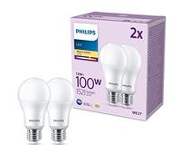 Philips pack de 2 ampoules LED E27, 100W, 2700K, blanc chaud