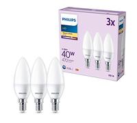 Philips, pack de 3 ampoules LED E14 format flamme, 40W, blanc chaud