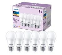 Philips pack de 6 ampoules LED E27, 100W, blanc chaud