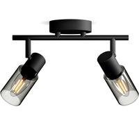 Philips Spot de plafond Palms 2 têtes – E14 non inclus – Noir – IP20
