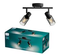 Philips Spot de plafond Palms 2 têtes – E14 non inclus – Noir – IP20