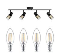 Philips Palms Spot en saillie (Noir) - Lumière blanche chaude - Spot en saillie avec 4 point lumineux - E14 - Non dimmable