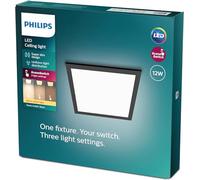 Philips Panneau LED Sceneswitch - 3 ambiances - 12W - Carré Noir - 2700K 1100 lm
