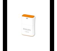 Philips Pico Lecteur USB Flash 128 Go USB Type-A 2.0 Lecture 30 Mo/s Ecriture 20 Mo/s Orange/Blanc Format Casquette, Dimensions 15x23x8mm