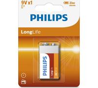 PHILIPS Pile alcaline 9V - 6F22 - Durée de vie jusqu'à 5 ans