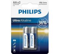 Philips Pile Ultra Alkaline LR6E2B/10 - Piles (jetables, AA, alcalines, 1,5 V, 2 pièces, 7 an(s))