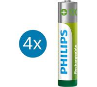 Philips Piles AA HR03 Rechargeables NiMH 1.2V Jusqu'à 500 fois Longue durée Argent/Vert
