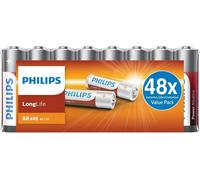 Philips Piles AA - R6L12W - lot avantageux de 48 - technologie au chlorure de zinc - durée de vie de 3 ans - 1,5 V