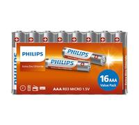 PHILIPS R03L16F/10 - AAA Batterie, 16 pièces - Blanc